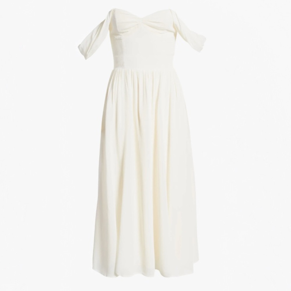 New Reformation Violet Off the Shoulder Midi Dress in Ivory Size 6